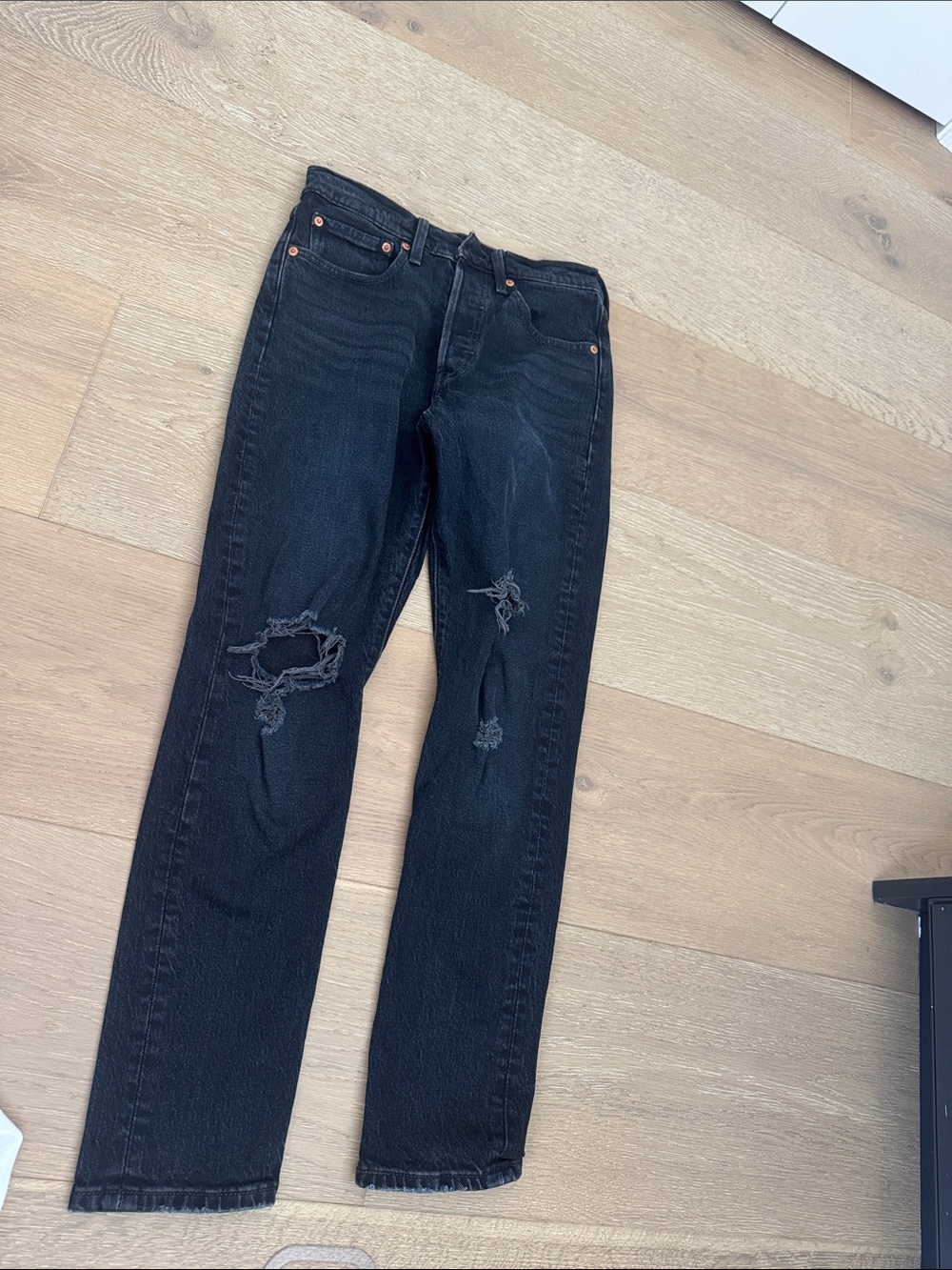Levi's Black Skinny Jeans with Knee Distress